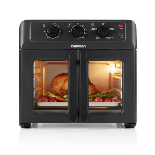 Freidora De Aire Chefman French Door + Horno 25L, Ventanas De Vidrio Doble Y Anchas Para Un Acceso Y Visualización Increíbles