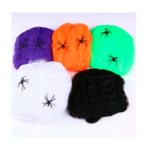 Telaraña En Algodon Colores Decoración Halloween