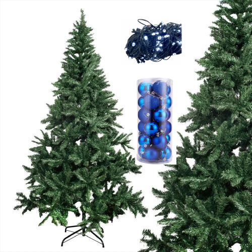 Kit Arbol De Navidad 150 Cm + Set De 50 Bolas + Luces 100 Bombillos